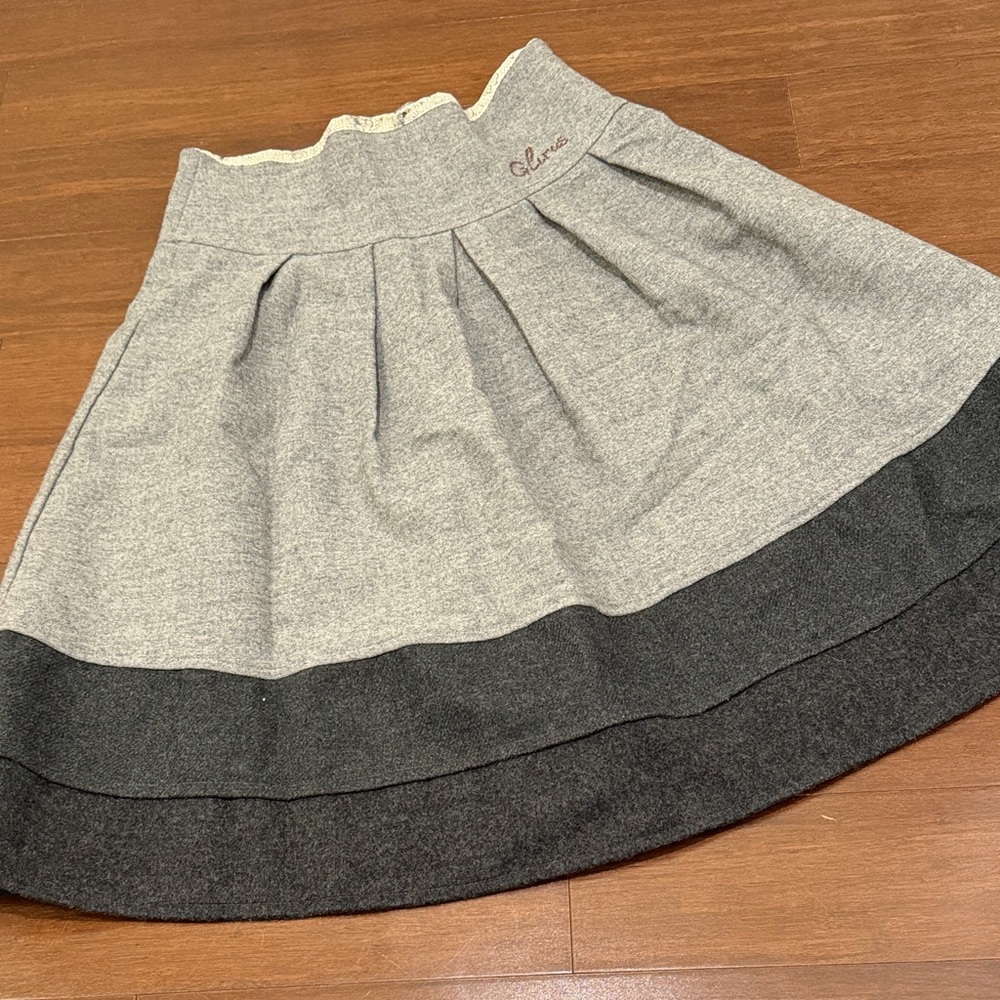 Gliris Two-Tone Gray A-Line Skirt